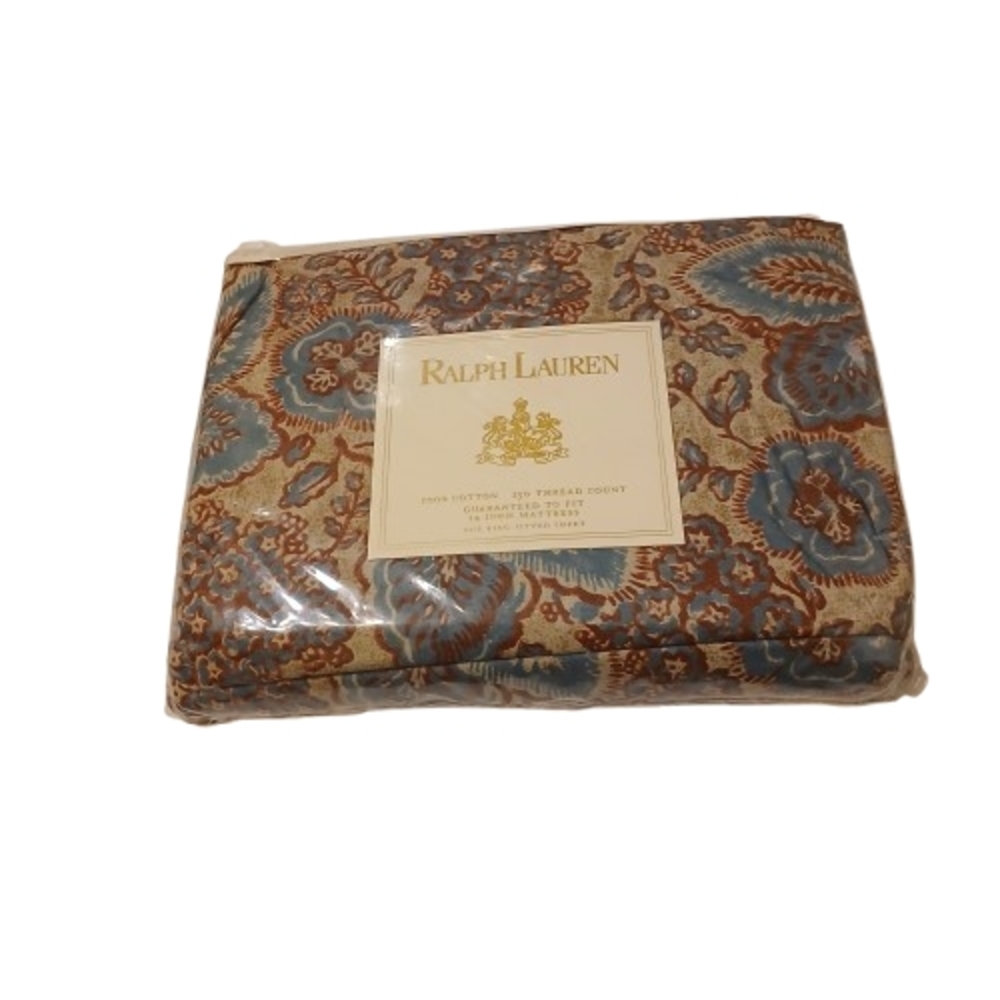 Vintage NIP Ralph Lauren Floral King Fitted Sheet